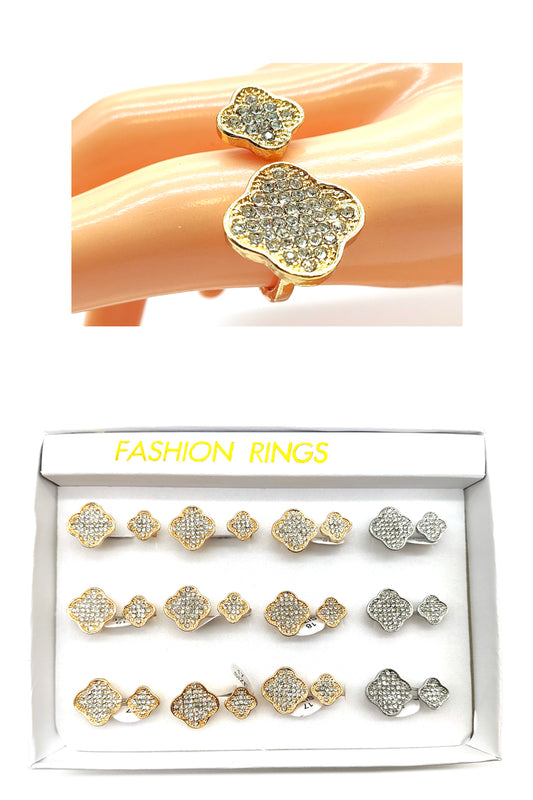 Women's Rhinestone Clover Design Ring
