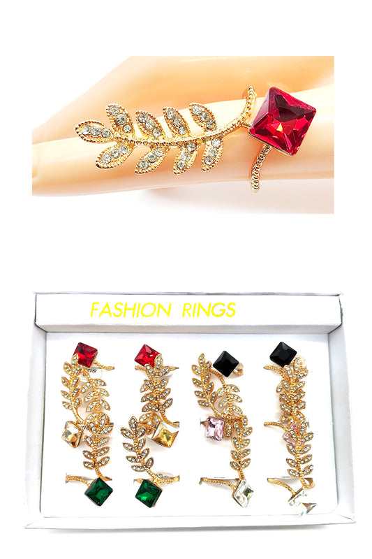 Women's Rhinestone Leaf Design Ring