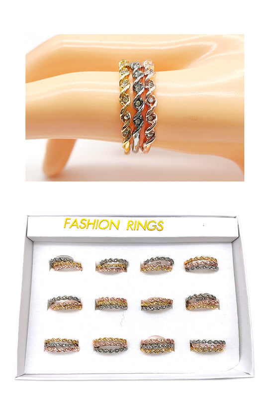 Twisted Design Stackable 3pc Ring Set