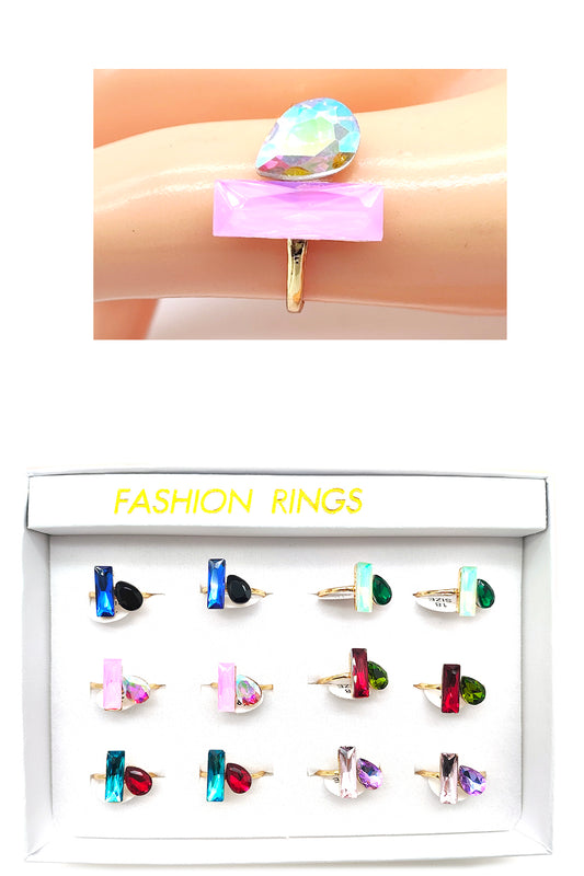 Geometric Rhinestone Fashion Ring