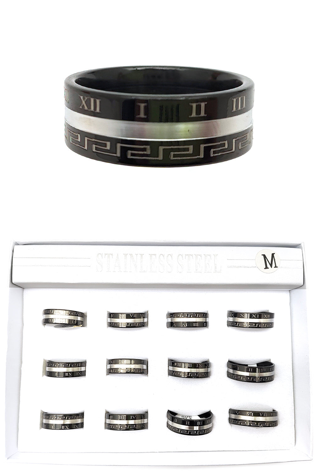 Stainless Steel Roman Numerals Ring