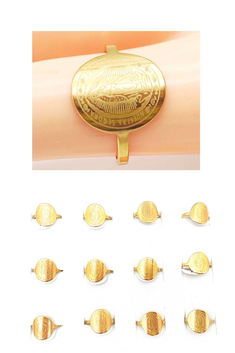Gold Virgen De Guadalupe Stainless Steel Ring