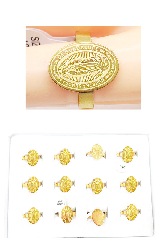 Gold Virgen De Guadalupe Stainless Steel Ring