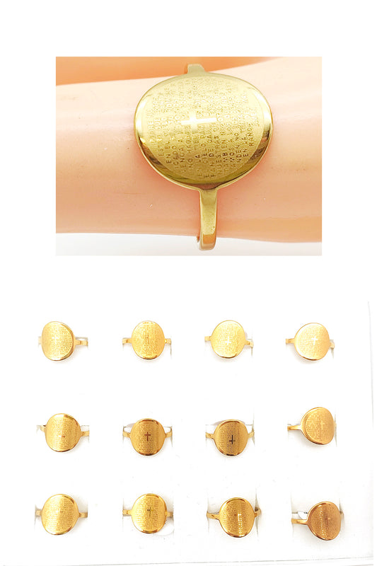Gold Our Father Prayer Stainless Steel Ring
