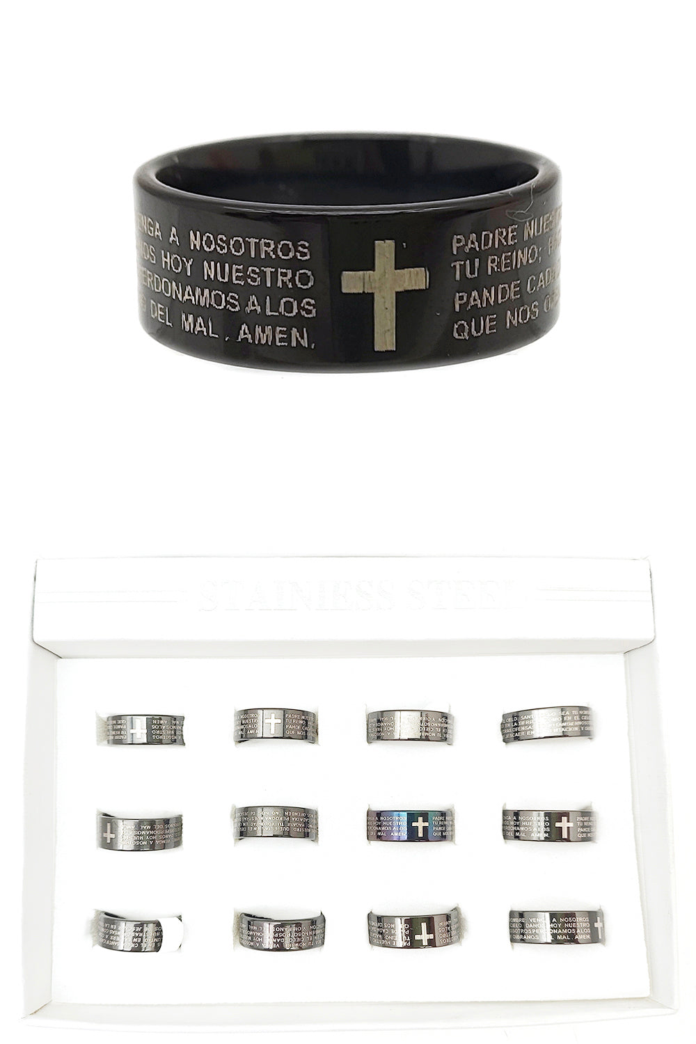 Our Father Prayer Stainless Steel Ring