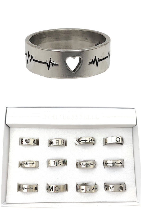 Stainless Steel Heartbeat Ring