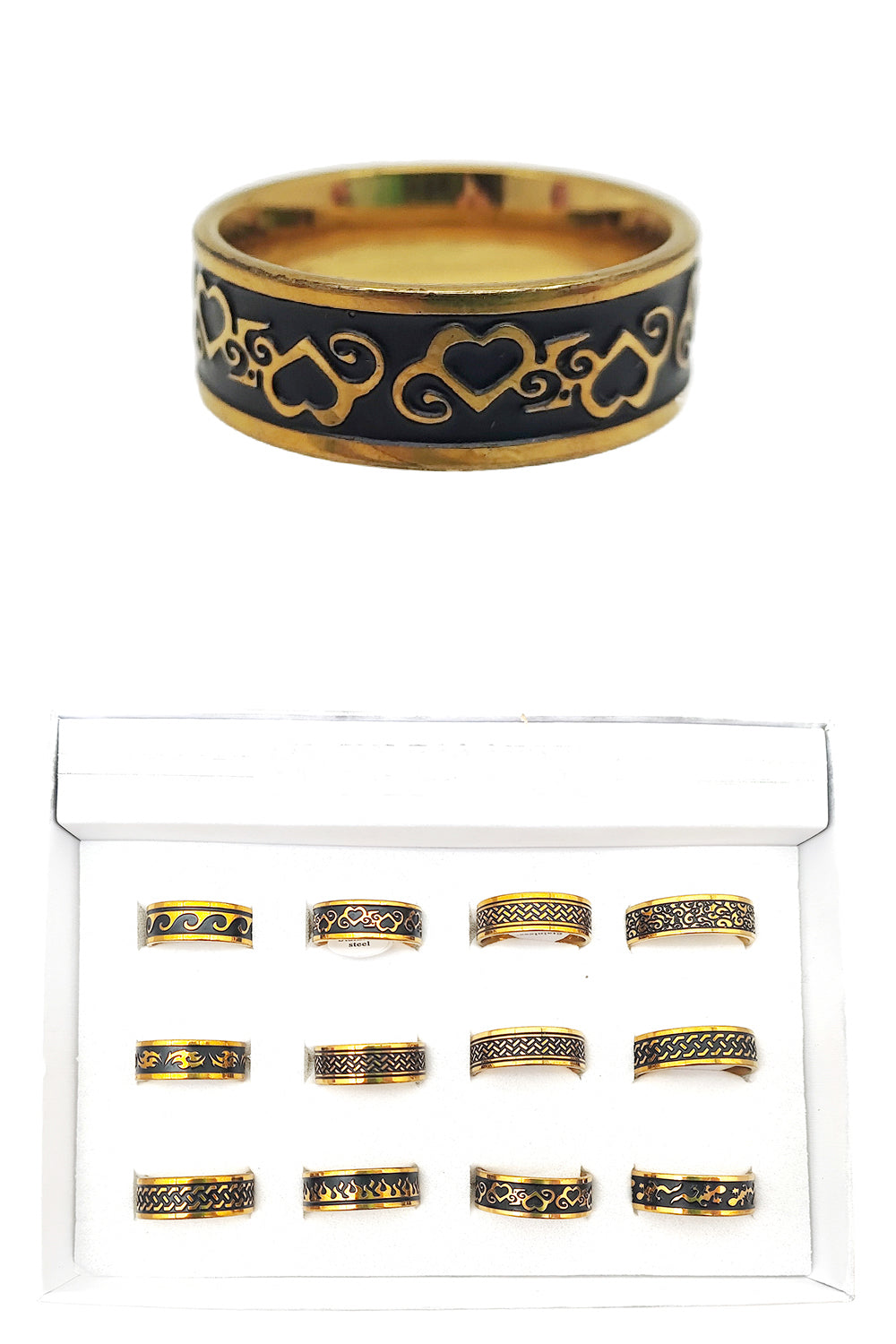 Stainless Steel Gold Assorted Ring