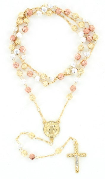 Tri-Tone Gold Dipped Beaded Rosary