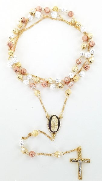 Tri-Tone Gold Dipped Beaded Rosary