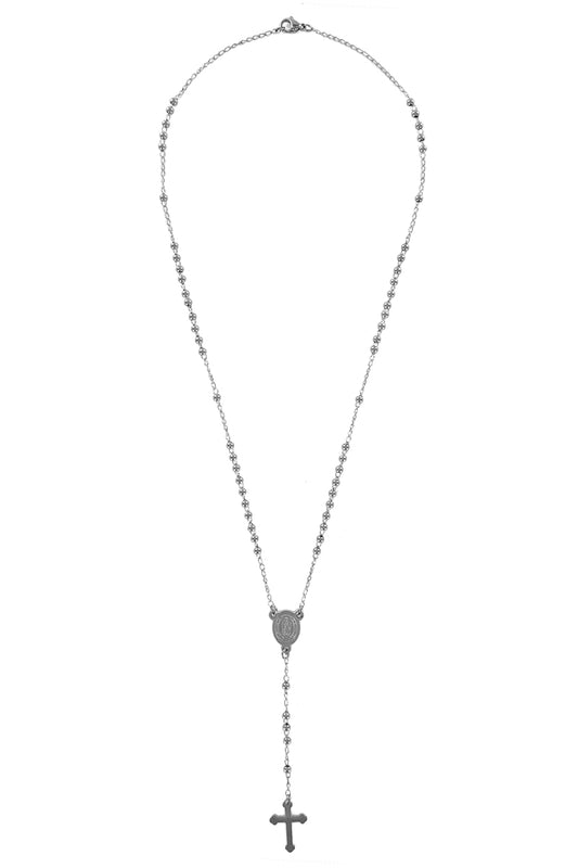 Silver Beaded Stainless Steel Rosary