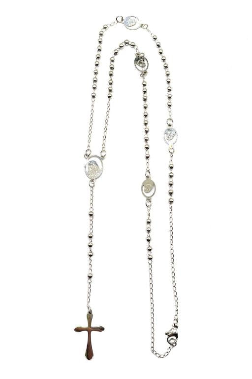 Silver Beaded Stainless Steel Rosary