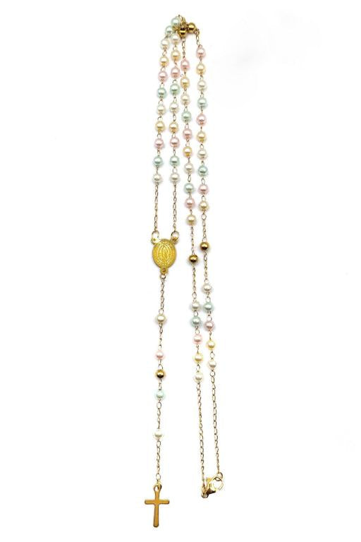 Multi-Color Beaded Stainless Steel Rosary