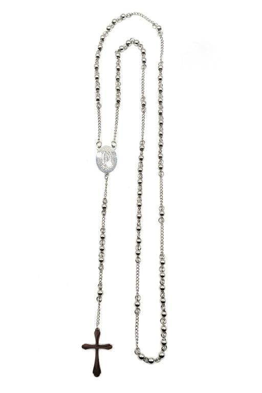 Silver Beaded Stainless Steel Rosary