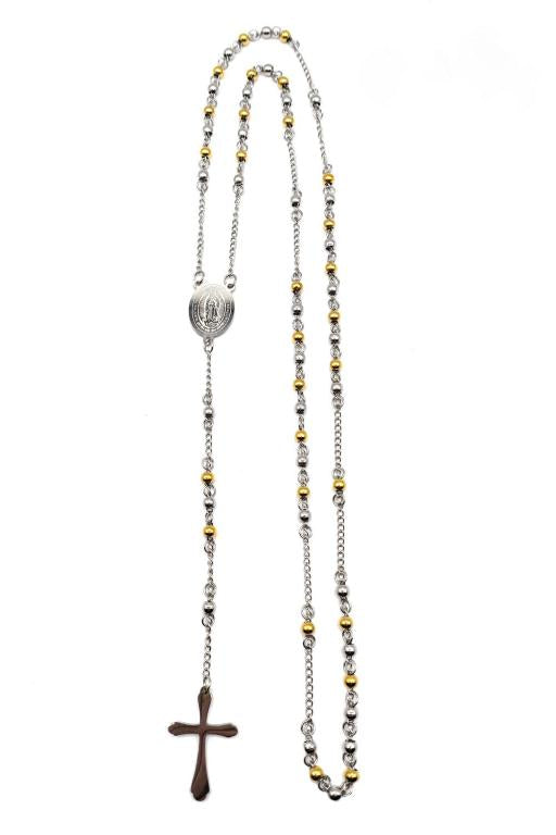 Silver/Gold Beaded Stainless Steel Rosary