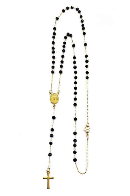 Black Beaded Stainless Steel Rosary
