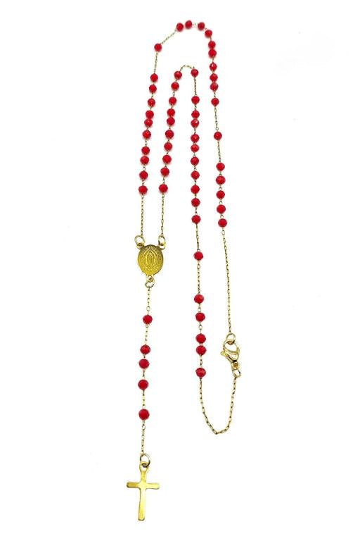 Red Beaded Stainless Steel Rosary