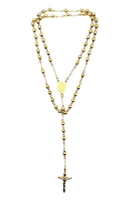 Gold Stainless Steel Virgen de Guadalupe Rosary