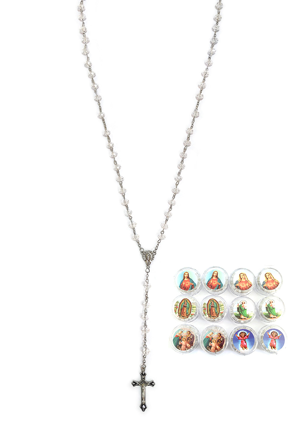 Religious Clear Beaded Rosary
