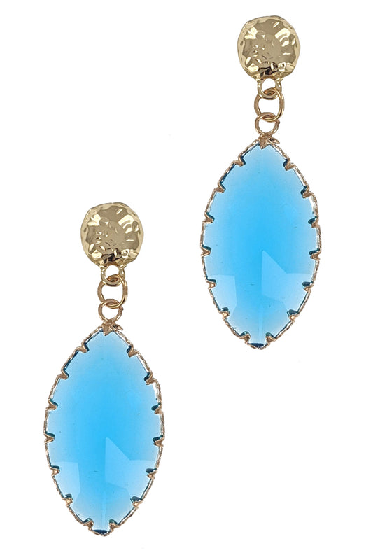Aquamarine Glass Tear Drop Earrings