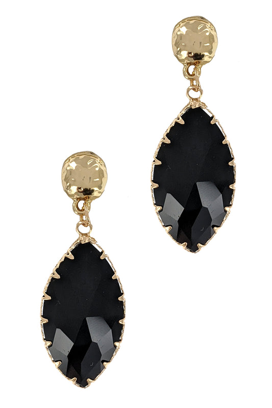 Black Glass Tear Drop Earrings