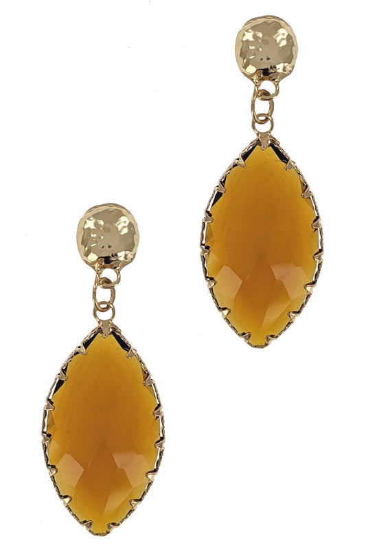 Brown Glass Tear Drop Earrings