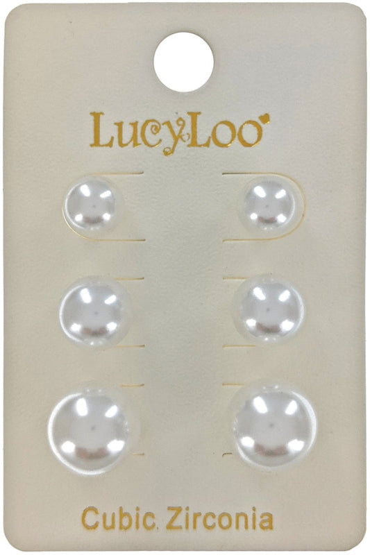 3-Pair, Pearl Earrings Set